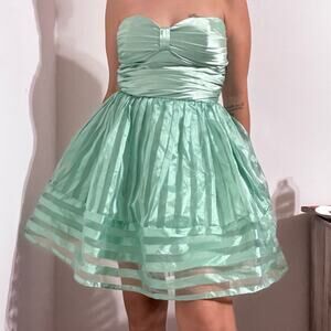 Y2K Vintage Betsey Johnson Green Strapless Mini Dress